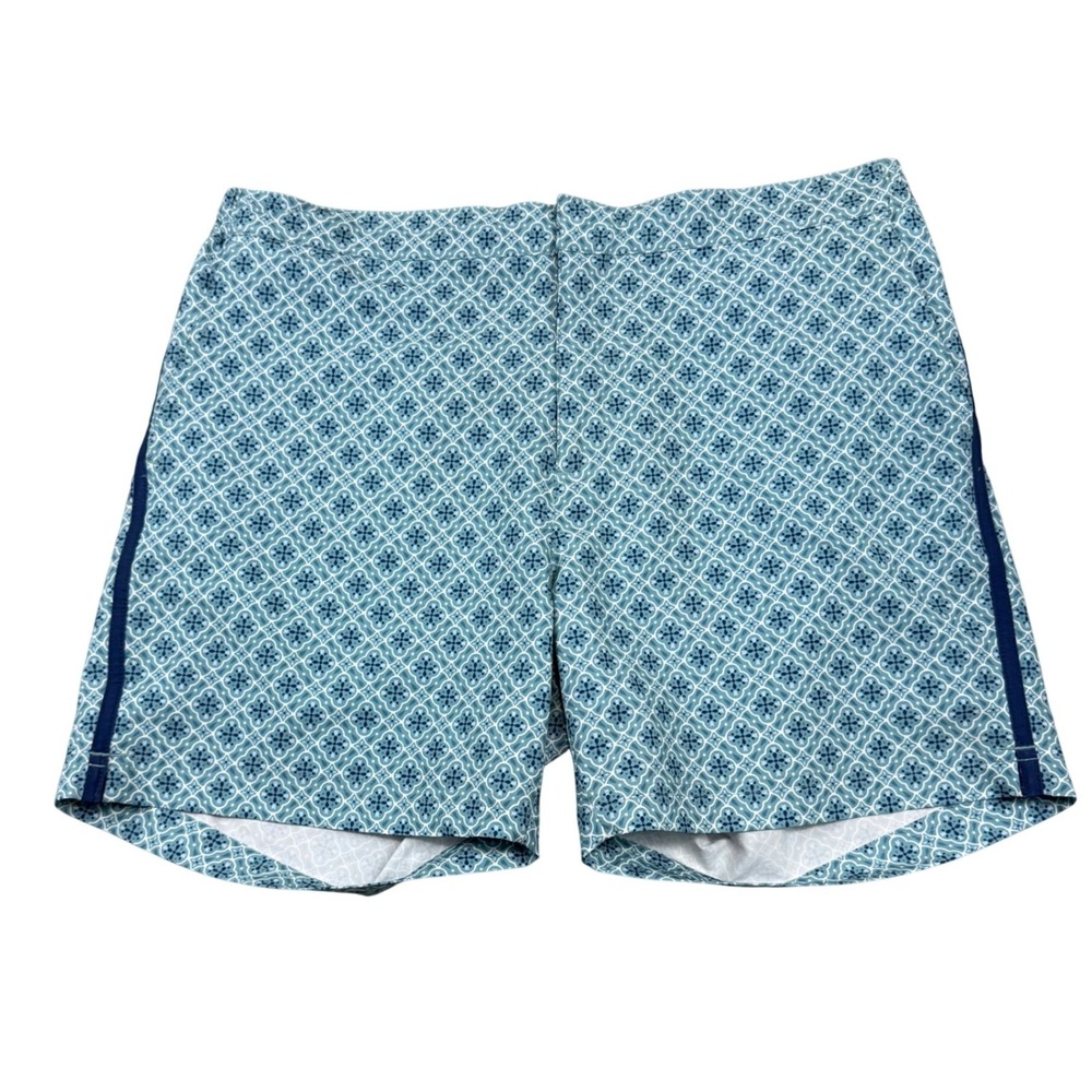 Fair‎ Harbor Swim Trunks Mens 33 Blue Geometric Tile Print 6in Inseam